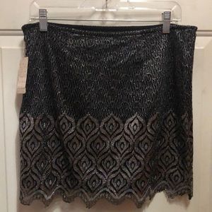 Free People brand new black/ gold/ silver side zip skirt